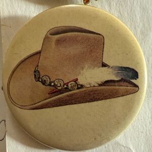 Vintage Tan Cowboy Hat Button